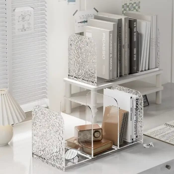 Support de rangement de bureau 4 compartiments pour livres