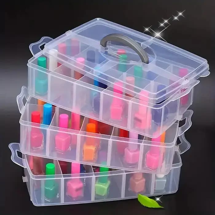 Boîte de rangement à compartiments réglables à 3 niveaux