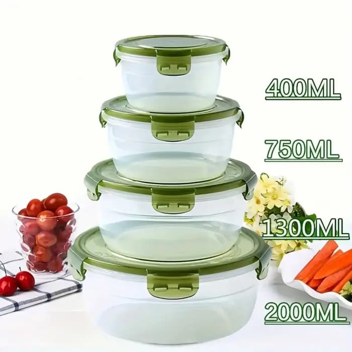 8 pièces/ensemble (4 contenants + 4 couvercles hermétiques) - Boîte de rangement pour légumes et fruits de cuisine