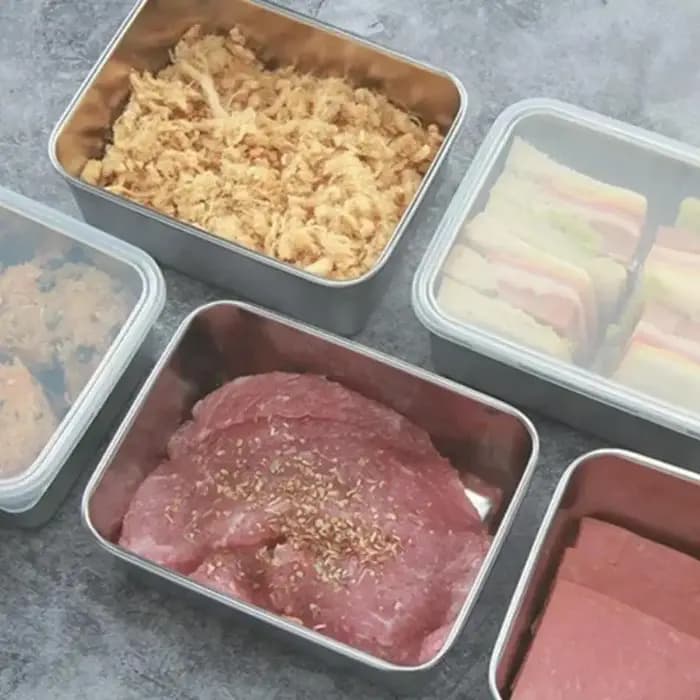 Boîte de rangement pour réfrigérateur en acier inoxydable de qualité alimentaire