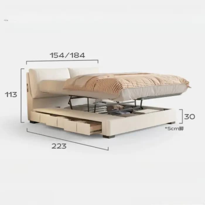 Lit de chambre avec rangement, banquette, tiroirs, en tissu, moderne, gain de place, style japonais, Cama De Casal, mobilier du milieu du siècle
