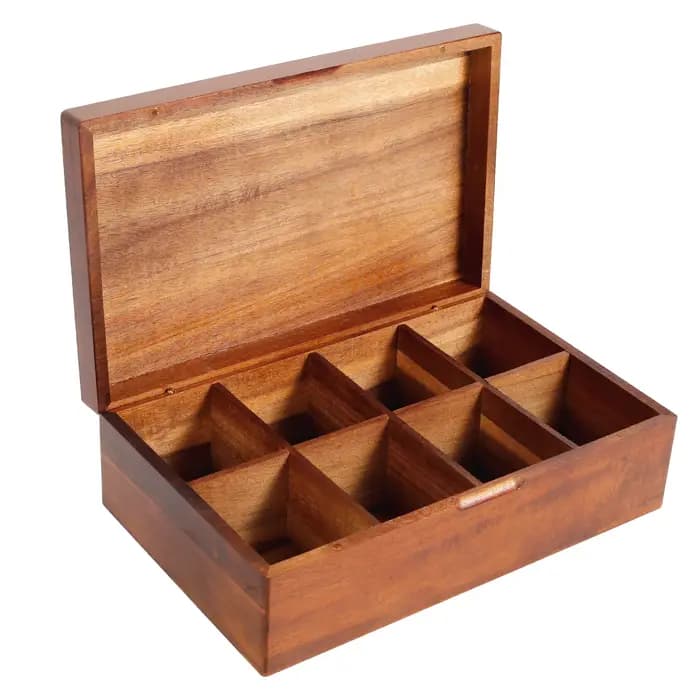 Boîte de rangement de sachets de thé en bois avec 4/8 compartiments
