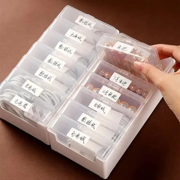 Boîte de rangement transparente en plastique pour câbles de données