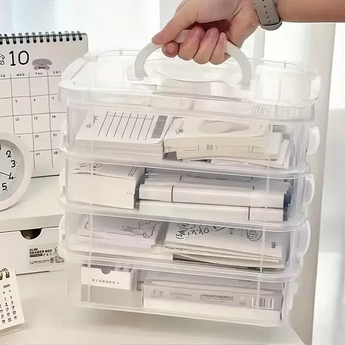 Boîte de rangement empilable Extra Large à 4 niveaux avec couvercle