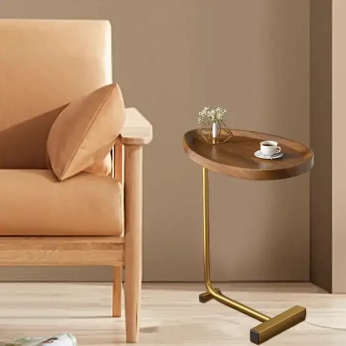 Table de bout en forme de C pour café et thé, canapé fin, petit meuble TV, cadre en métal, étroit, r