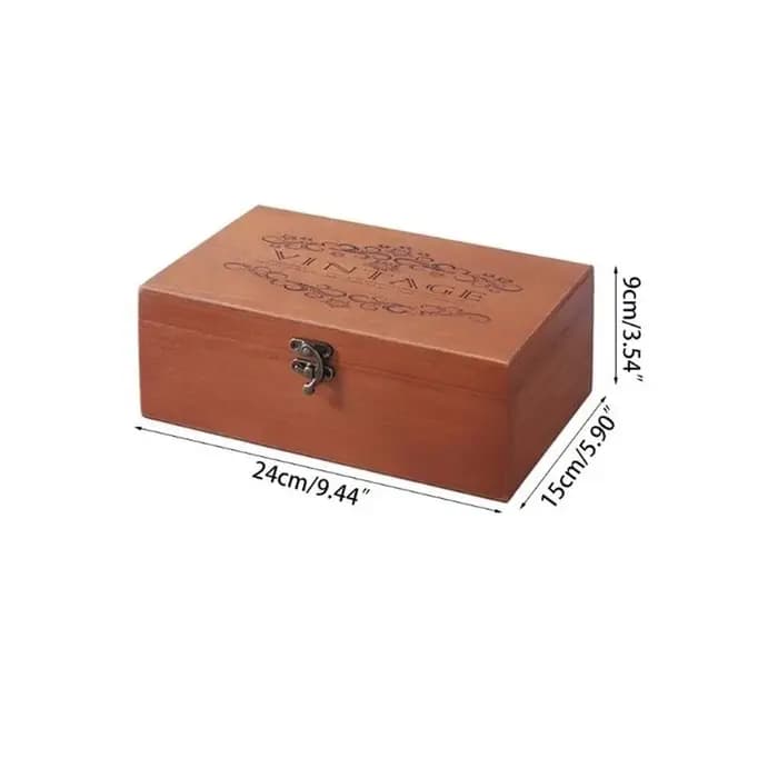 Boîte de rangement vintage en bois pour documents