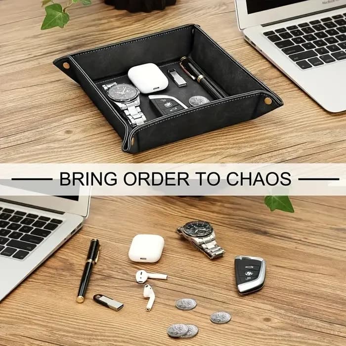 Boîte de rangement créative en cuir pour bureau