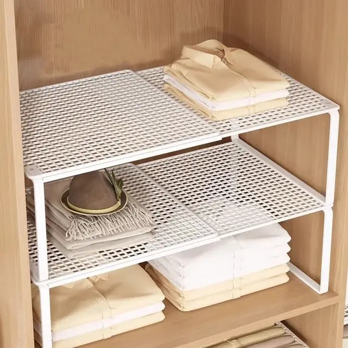 Étagère de rangement télescopique pour placard - Organisateur extensible sans perçage en acier au carbone pour armoire