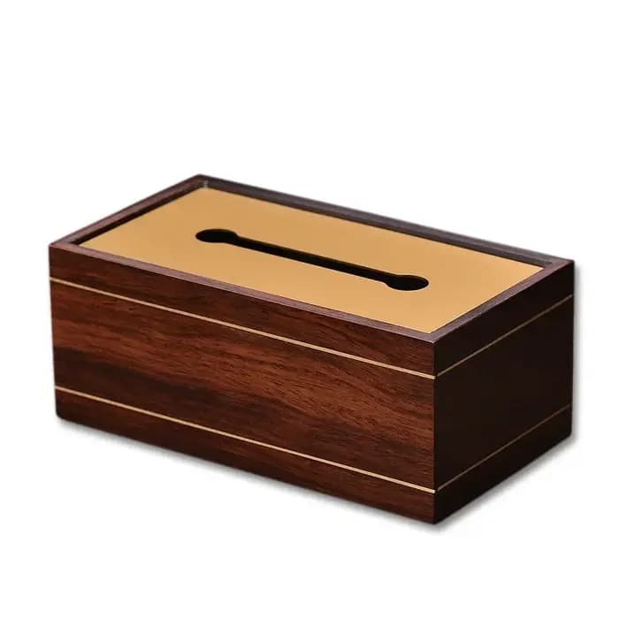 Boîte à mouchoirs en ébène avec incrustation de laiton, boîte de rangement en bois massif de Style chinois, accessoire décoratif rétro haut de gamme pour la maison