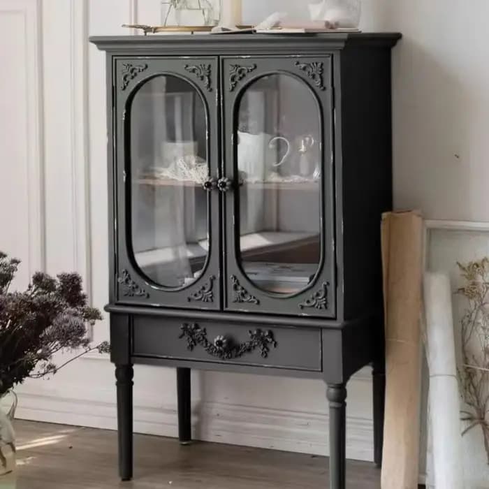 Armoire de rangement sur pied portes vertes affichage enfant