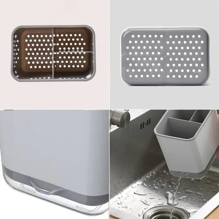 Égouttoir à couverts et porte-ustensiles pour évier, organisateur de cuisine pour couverts, baguettes, couteaux, fourchettes, cuillères, spatules