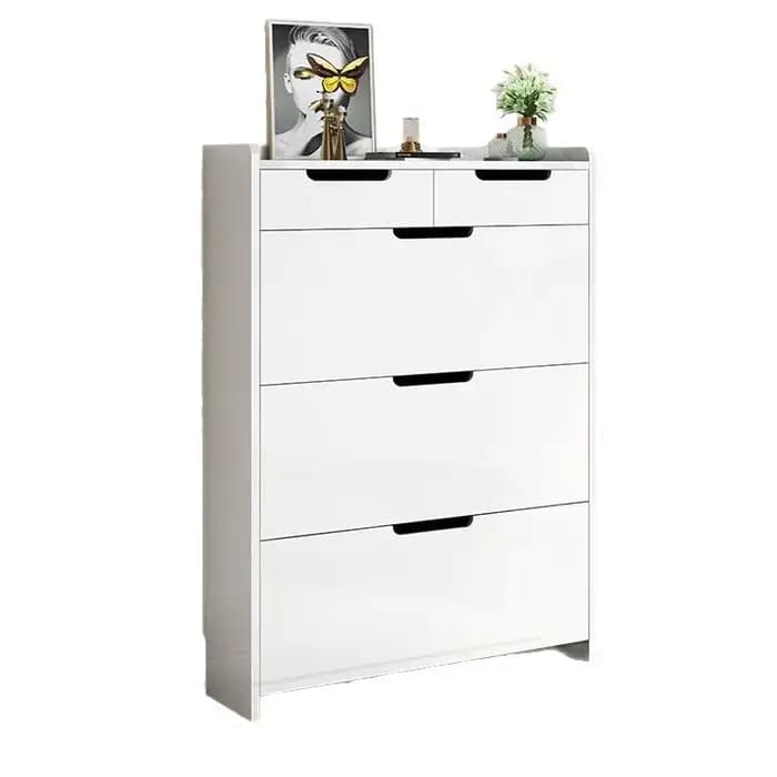 Armoire à chaussures pliante de rangement blanche au Design moderne avec bois multicouche pour meubles de salon