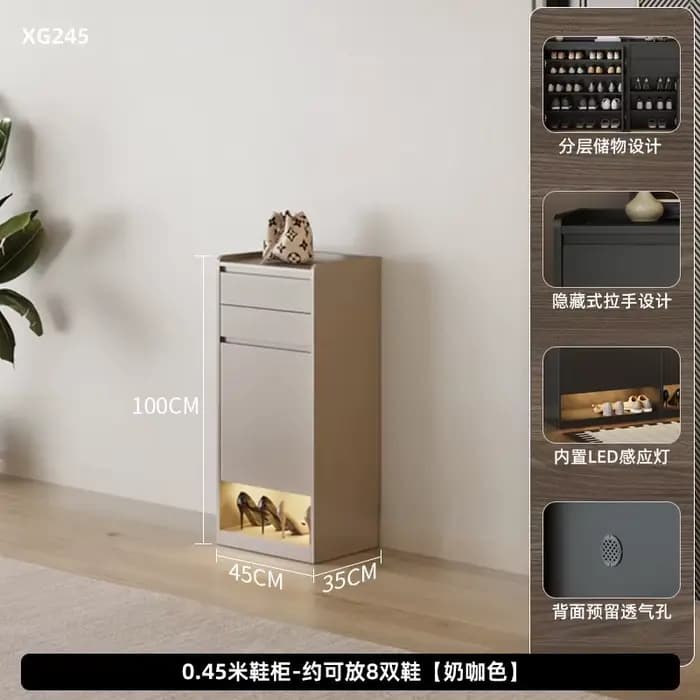 Meuble à chaussures fin pour balcon, salon, bureau, chambre, en bois, moderne, avec rangement et pré