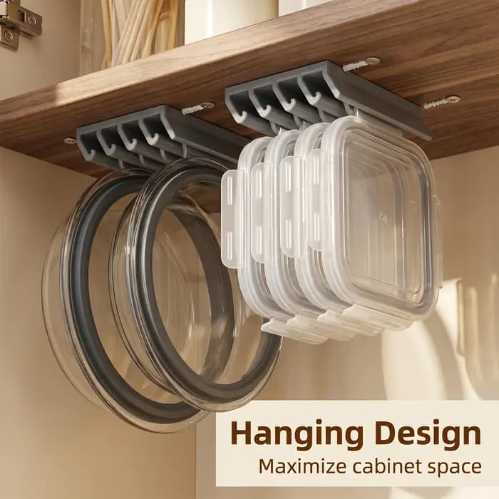 Support mural multi-emplacements robuste pour couvercles de contenants de cuisine, gain de place sous l'armoire