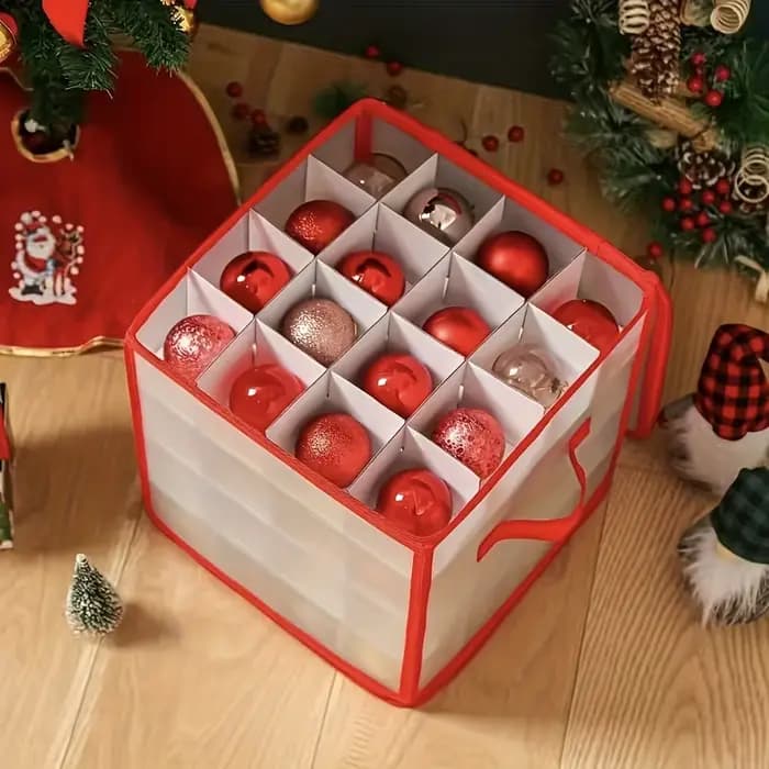 Boîte de rangement d'ornements de noël avec poignée