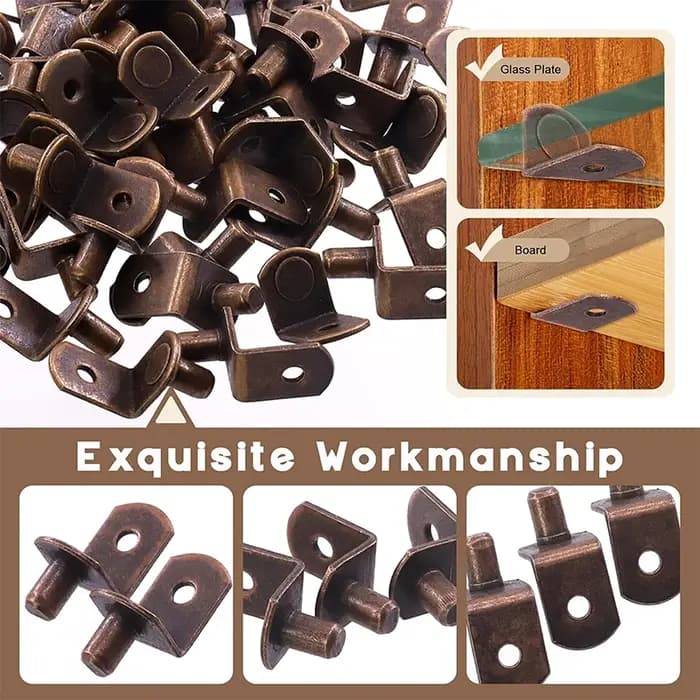 Kit de chevilles de Support d'étagère en L en acier plaqué Bronze rouge, 20/40 pièces, 1/4 "(6mm), assortiment de Support d'armoire en forme de L pour trous d'étagères