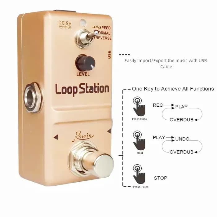 Rowin Mini Loop Station 48K Looper Pedal Overdubs illimités 10 minutes de boucle