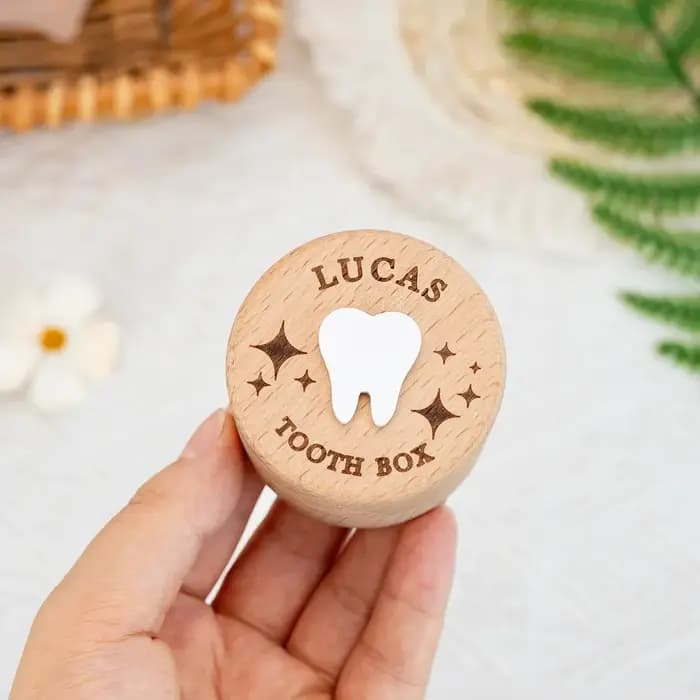 Boîte à dents personnalisée en bois pour la Fée des Dents – Boîte à monnaie souvenir pour garçons, f