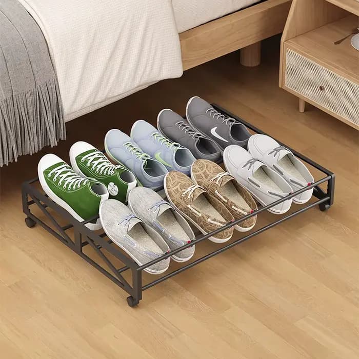 Boîte à chaussures multifonctionnelle avec roulettes, boîte à chaussures rectangulaire/support de rangement pour chaussures, idéale pour le rangement sous le lit, sous le bureau, sous le canapé, sous