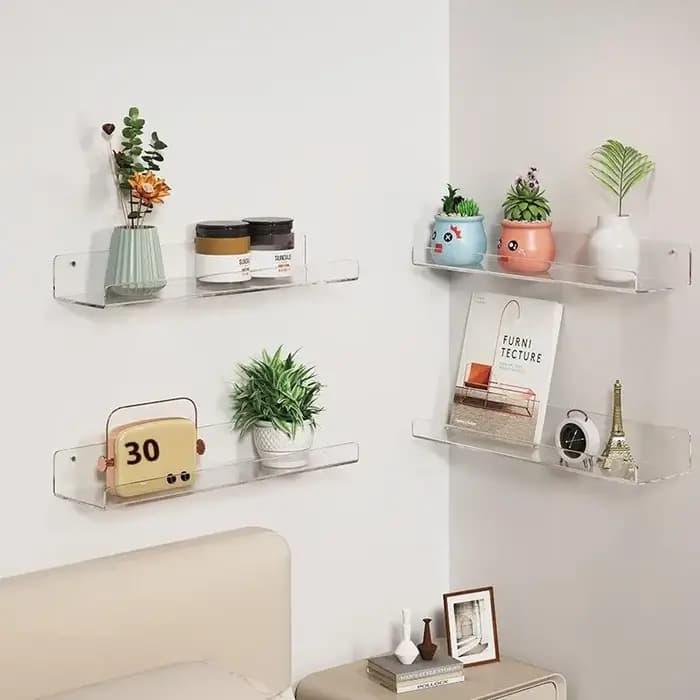 Étagère en acrylique pour rangement mural