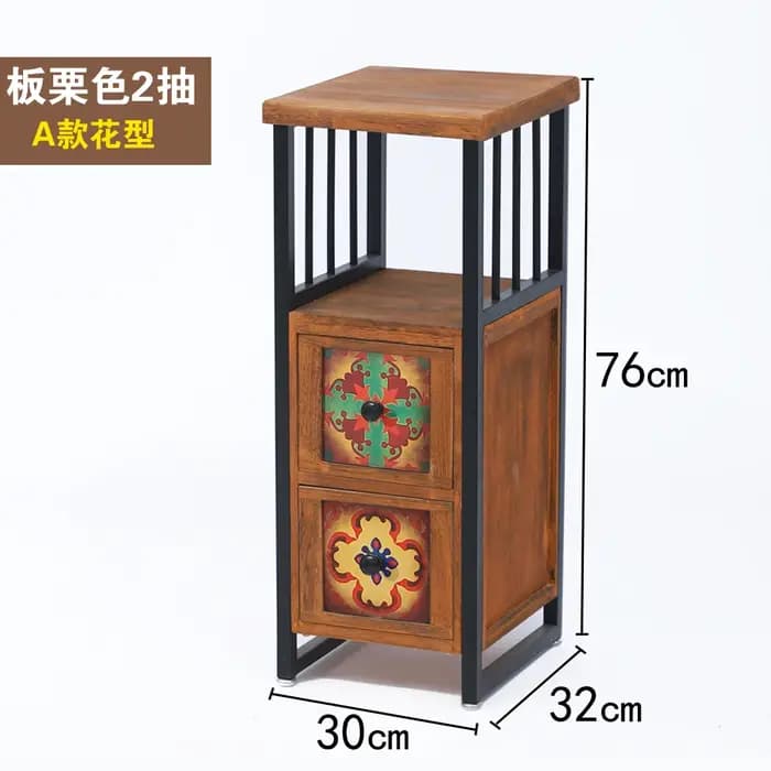 Armoire de rangement américaine Vintage à poitrine étroite en bois massif, étagère polyvalente, espa