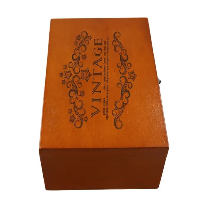 Boîte de rangement en bois à verrouillage rétro