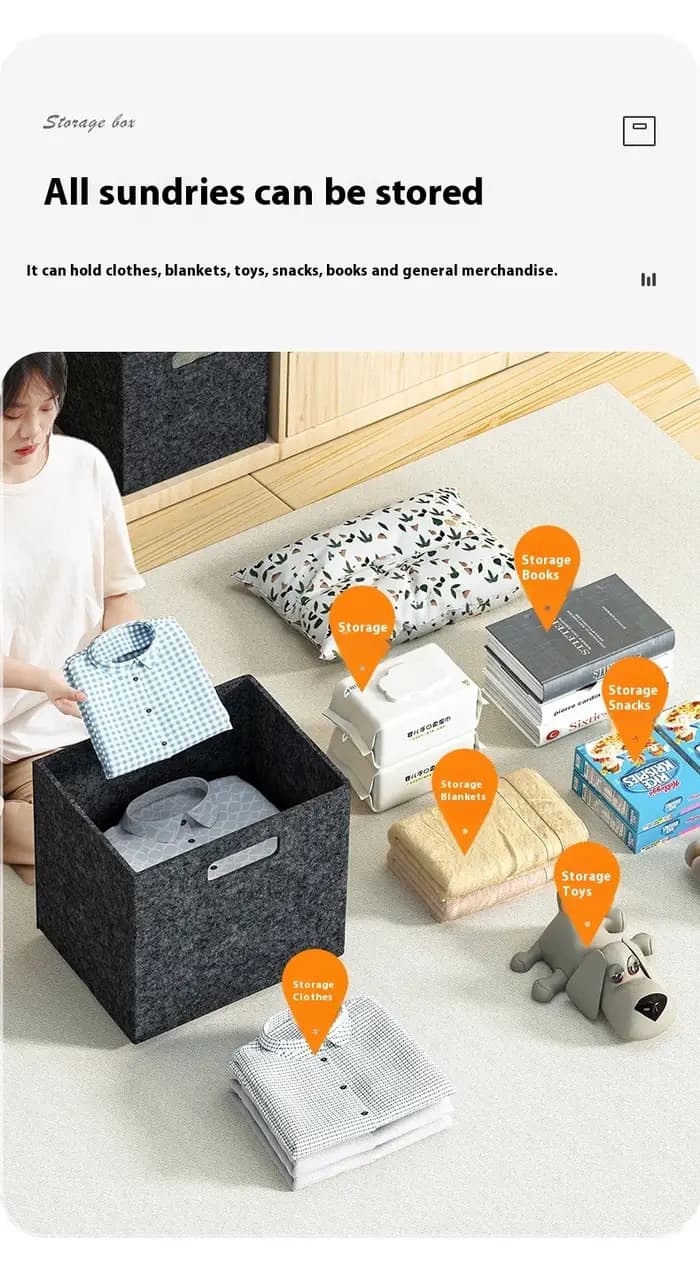 Bac de rangement carré pliable en feutre pour garde-robe