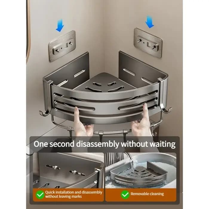 Étagère de salle de bain en aluminium sans perceuse