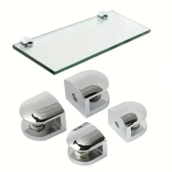 Lot de 4 supports de tablette en verre en acier inoxydable