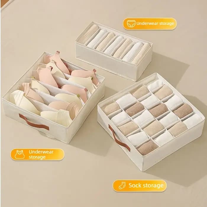 Organisateur de rangement pliable en coton pour lingerie