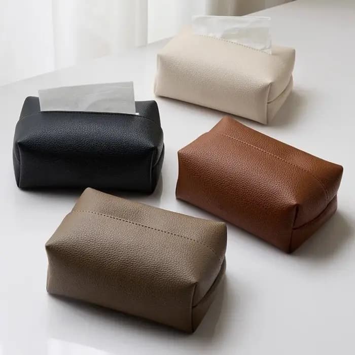 Boîte à mouchoirs en cuir artificiel