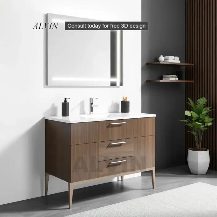 Vanité moderne meubles de salle de bain rangement en bois mural évier flottant salle de bain vanité