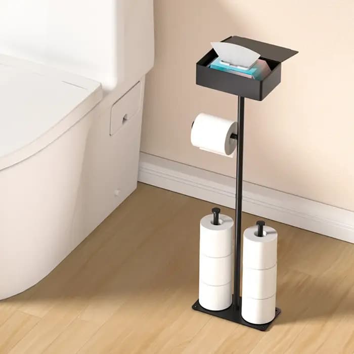 Porte-rouleau de papier hygiénique autoportant, boîte de rangement HOWith