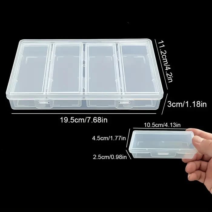 Boîte de rangement en plastique transparent à 4 séparateurs réglables