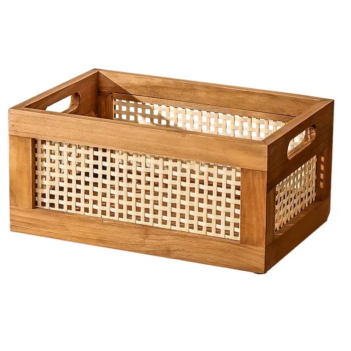 Boîte de rangement de bureau japonaise en bois massif