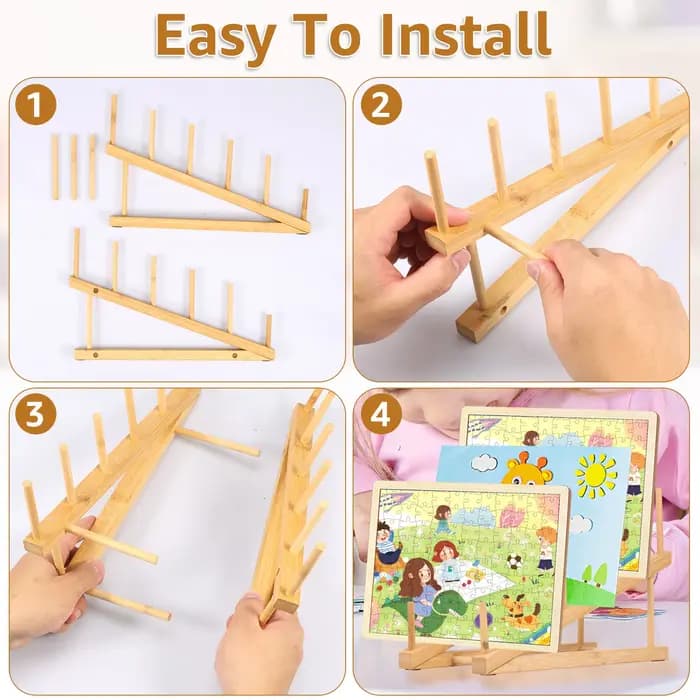 Étagère de rangement en bois pour puzzle