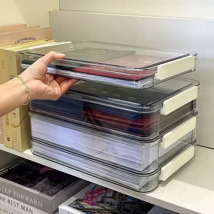 Nouvelle boîte de rangement de papier de bureau en acrylique Transparent