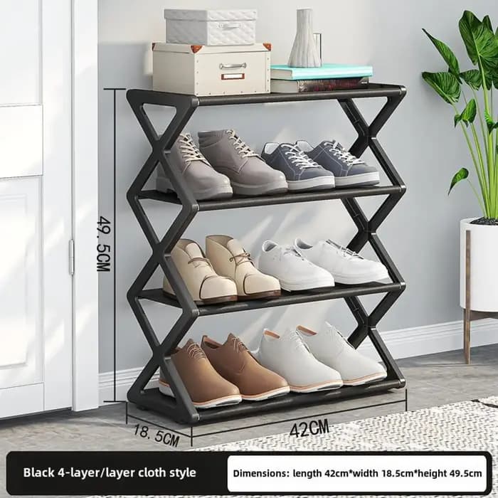 Étagère à chaussures anti-poussière en forme de X pour porte d'entrée