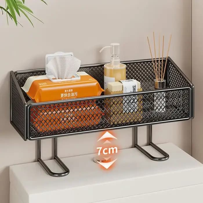 Étagère de toilette multifonctionnelle en fer noir et blanc