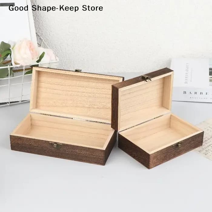 Boîte de rangement carrée à charnières pour bijoux et artisanat