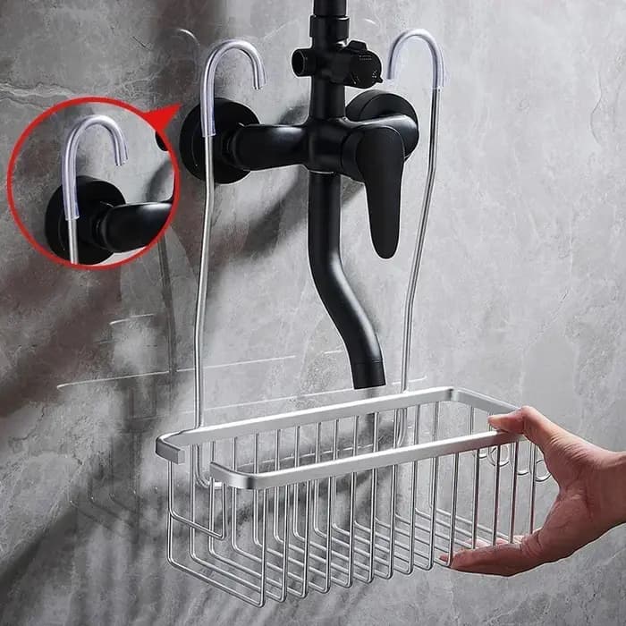 Étagère de salle de bain en aluminium sans perçage