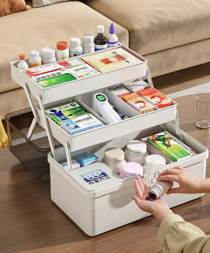 Organisateur de médicaments familiaux à 3 niveaux