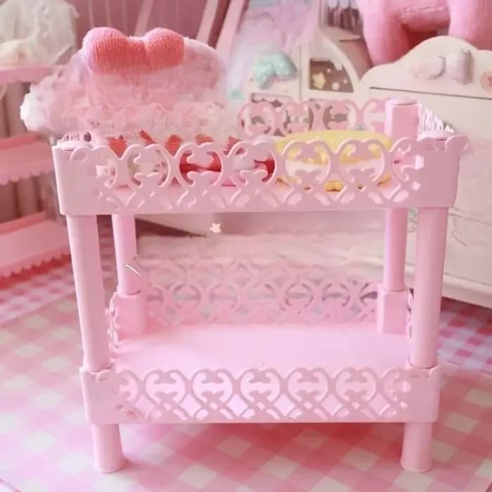 Étagère de rangement rose à 2 ou 3 niveaux, faite à la main, pour la maison, la chambre à coucher, le bureau, la salle d'étude, pour ranger les figurines d'anime, étagère de rangement en plastique.