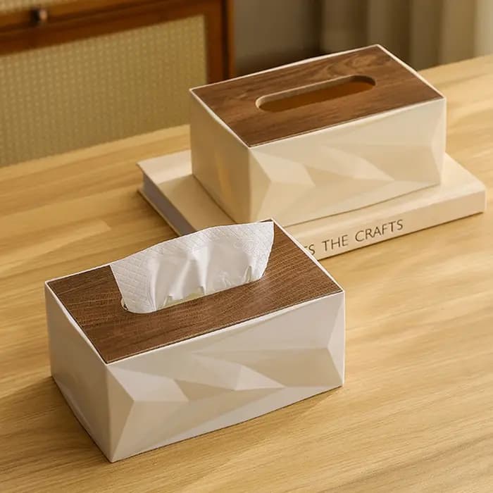 Boîte à mouchoirs de grande capacité avec couvercle en bois