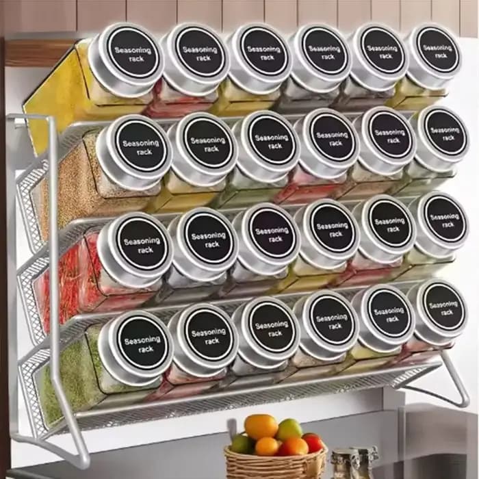 Étagère à Épices Premium à 4 Niveaux, Antidérapante et Robuste, Organisateur de Condiments Autoportant ou Mural, pour Garde-Manger