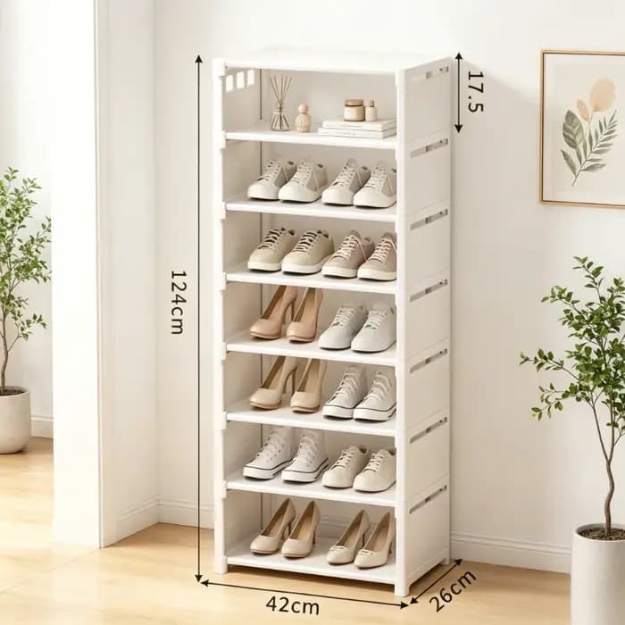 Étagère à chaussures en tissu avec cadre métallique à 8 niveaux, organiseur de chaussures gain de pl