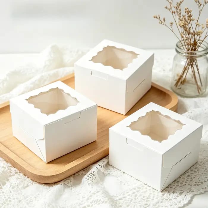 Boîtes à gâteaux blanches avec fenêtre, boîte à gâteaux carrée en carton pour la décoration de gâteaux, emballage cadeau pour mariage et anniversaire, 20/50 pièces