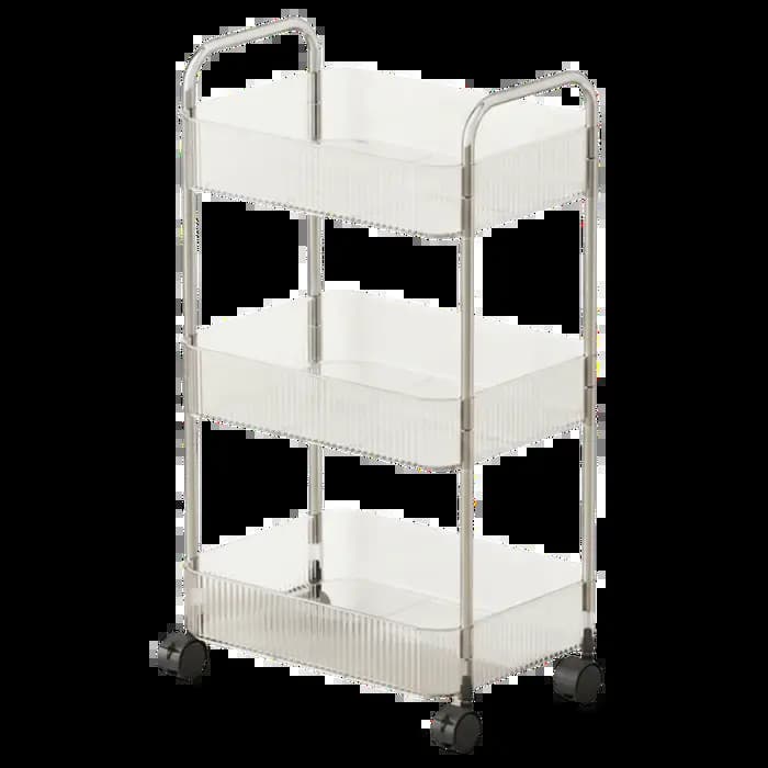 Chariot de rangement mobile transparent à 3 niveaux pour la maison, étagère de rangement multicouche