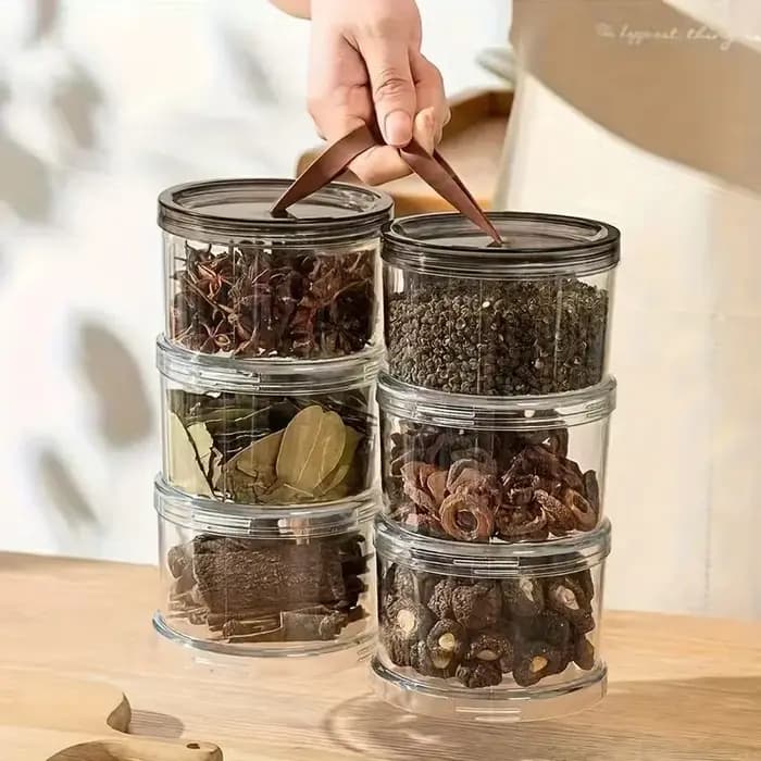Boîte de rangement pour épices ronde à trois niveaux, récipient multi-couches pour conserver la fraî