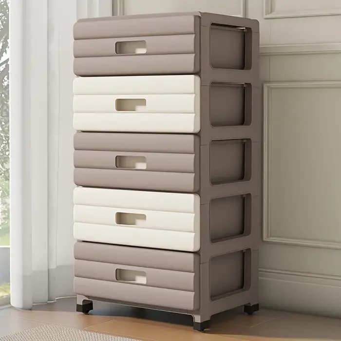 Armoire de rangement blanche à 5 tiroirs – Glissière robuste et fluide pour placard